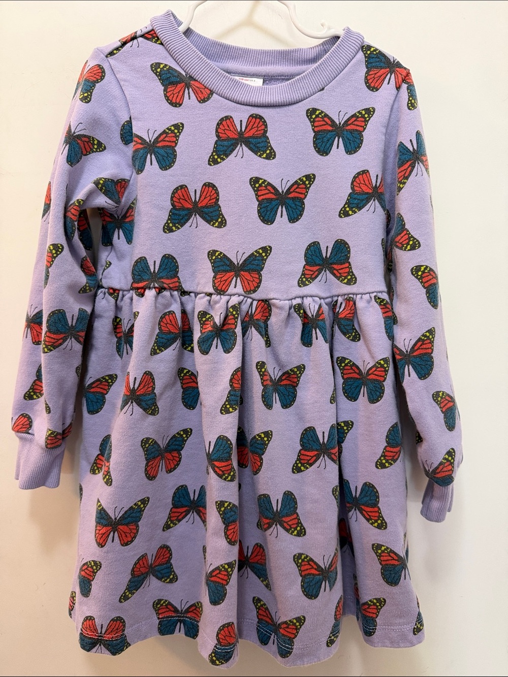 Girls' Lavender Butterfly 🦋 Print Long-Sleeve Dress